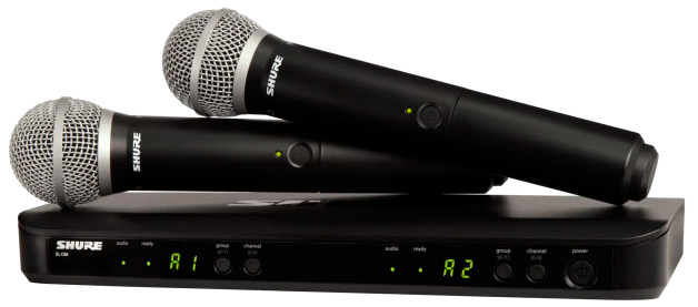 Shure BLX288 PG58 Sistema Vocal Dual Sem Fio com Microfones