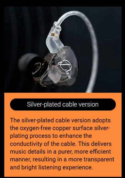 KZ Dawn Fone In-Ear sem Microfone - Silver-Plated Cable--