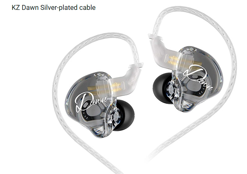 KZ Dawn Fone In-Ear sem Microfone - Silver-Plated Cable---