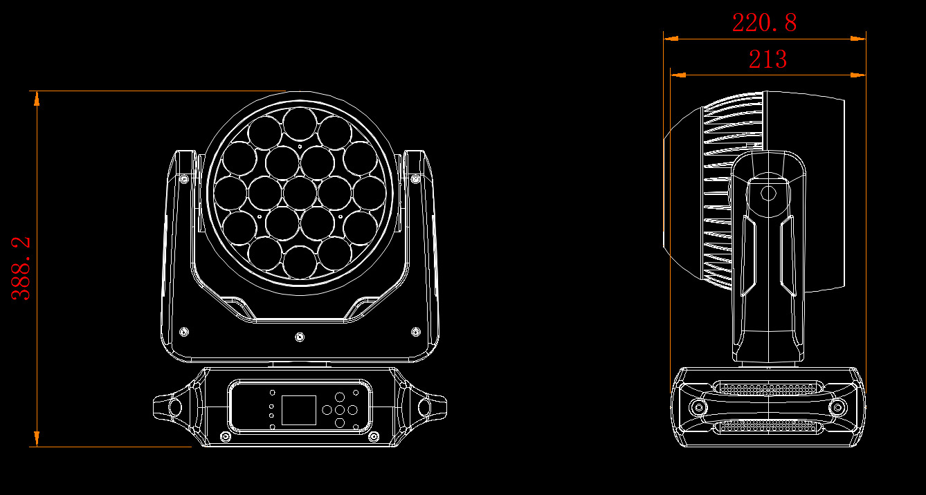NA-W190 Moving Head 19x15W com Anel Led Martino-